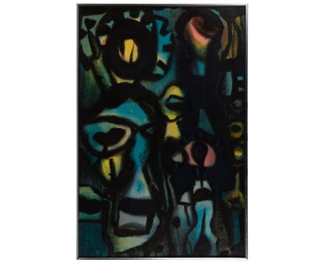 Alfons Dargis (Lithuanian / American, 1909-1996) 'Composition #89' Oil on Paper  1969, signed lower left, depicting an abstra