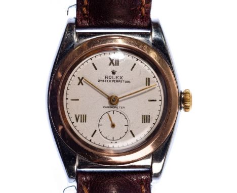 Rolex Oyster Perpetual 'Prince' Wrist Watch c.1925, having flared two-tone stainless steel and 18kt gold accented case, inclu