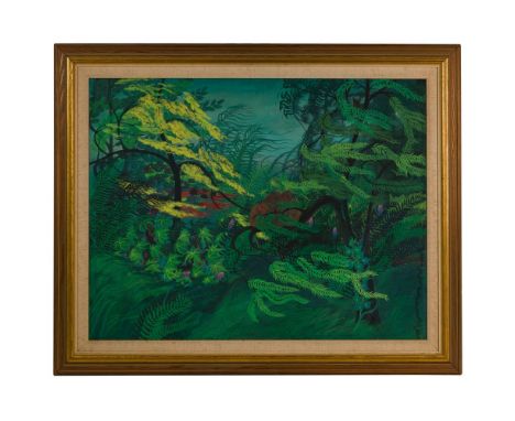 Unknown Artist 'Life in the Forest' Oil on Canvas  Undated, illegibly signed lower right, depicting (3) monkeys in a tree, in