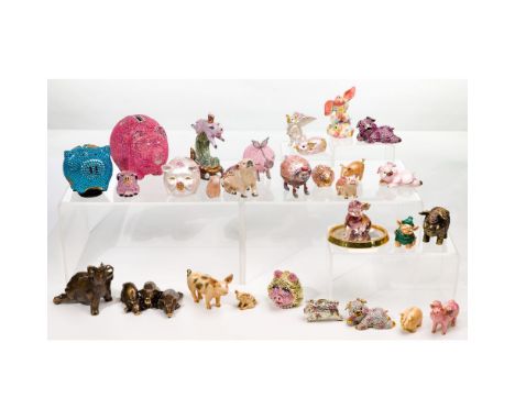 Jeweled Pig Assortment  (30) items including (3) Jay Strongwater, a Catherine Bauman 'Miss Piggy' minaudiere, (2) Donna Mason