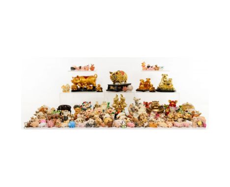 Pig Figurine Assortment  Approximately (90) items including figurines having varying sizes, styles and materials including ce