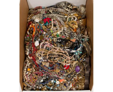 Costume Jewelry Assortment  Approximately (33) pounds of costume jewelry including bangles, brooches, pins, pendants, necklac