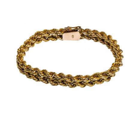 14k Yellow Gold Twisted Rope Bracelet  10mm wide double twisted rope bracelet; marked '14k' on back of clasp  Property from: 
