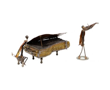 Sonny Dalton (American, 1933-2011) Mixed Metal Sculptures  (2) sculptures dated 1988 and signed; including a depiction of a f