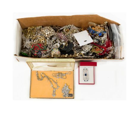 Rhinestone Costume Jewelry Assortment  Approximately (9) pounds of costume jewelry having rhinestones in various colors inclu