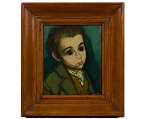 Max Band (Lithuanian / American, 1900-1974) Oil on Panel  Undated, signed lower right, portrait of a young boy, in a wood fra