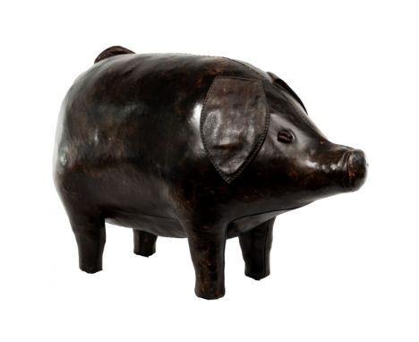 Scully &amp; Scully for Omersa &amp; Co Leather Pig Footstool  Full grain cowhide, woodwool filled over metal and wood frame;