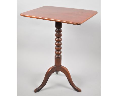 A Late Victorian Mahogany Rectangular Topped Tripod Table with Bobbin Support, 52cmsx 37.5cms 