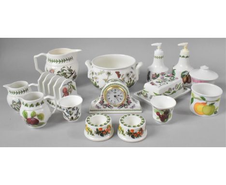 A Collection of Portmeirion Pottery, Mainly Botanic Garden to include Jugs, Toast Rack, Mantel Clock, Salts, Butter Dish Etc 