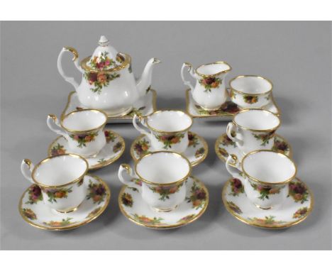 A Miniature Royal Albert Old Country Roses Tea Set comprising Six Cups and Saucers, Teapot, Cream and Sugar and Two Rectangul