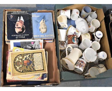 A Collection of Various Commemorative Royal Mugs and Vintage Royal Books and Pamphlets 