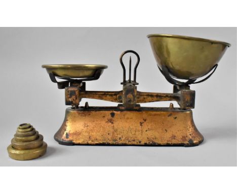 A Set of Vintage Baker and Walsh Limited Hounslow Scales with Set of Brass Weights 