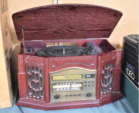 An Art Deco Style Music Centre with Record Player, Cd Player and Radio, 52cms Wide, untested 