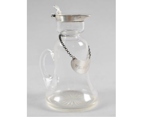A Small George V Silver Lidded Toddy Decanter with Hallmark for H&amp;H, B'ham 1910 and Complete with Silver Whiskey Label, H