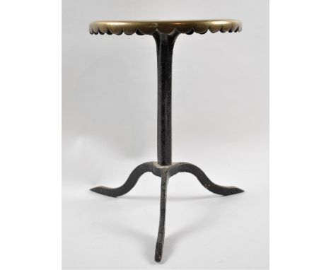 A George III Circular Brass Topped Iron Based Tripod Trivet, 20.5cms Diameter 