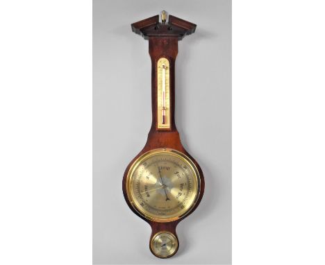 A Modern Aneroid Wheel Barometer with Thermometer and Hygrometer, 50cms High 