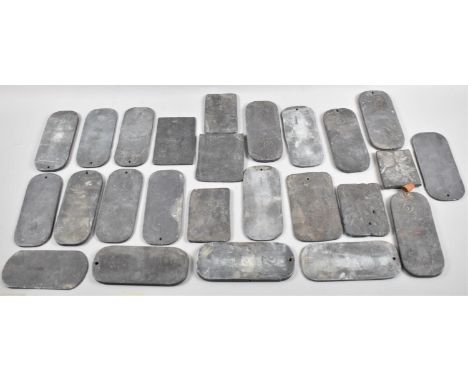 A Collection of Vintage Lead Jockey's Saddle Weights, One Inscribed For Sandown Park, Each Approx 16cms Long 