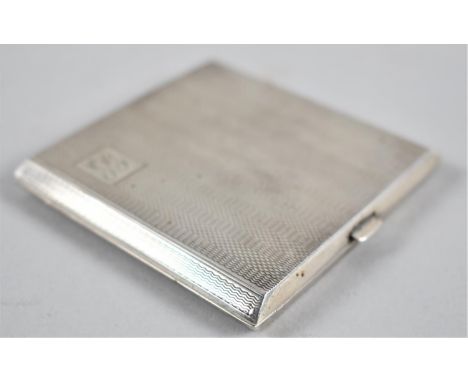 A Silver Powder Compact with Engine Turned Decoration, 7cms Square 