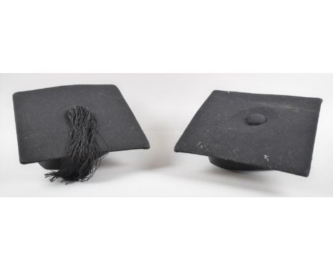 Two Vintage Graduation Mortar Boards, One By Ede Son and Ravenscroft 