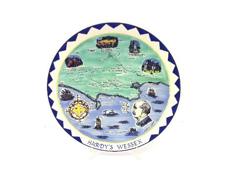 A Poole Pottery Limited Edition charger, made to commemorate the Thomas Hardy Festival, Dorchester, July 1968, 37/250, decora