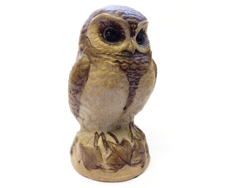 A Poole Pottery stoneware model of a Little Owl, originally modelled as a lamp base but remodelled by Alan White and his brot