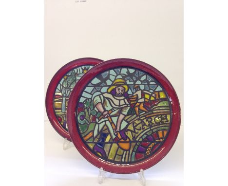 A Poole Pottery Medieval Calendar plate, designed by Tony Morris in a Limited Edition: MARCH, 987/1000, painted by J. M Macke