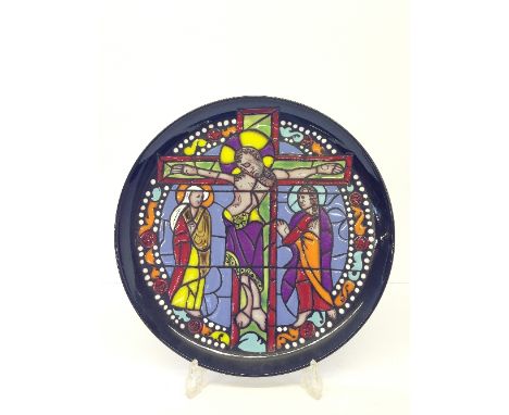 A Poole Pottery Cathedral plate, designed by Tony Morris in a Limited Edition, 1000/1000, inspired by the Passion window at C