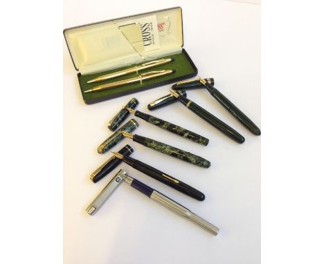 A collection of various vintage fountain pens to include Conway Stewart Hatch, Swans and Watermans. 