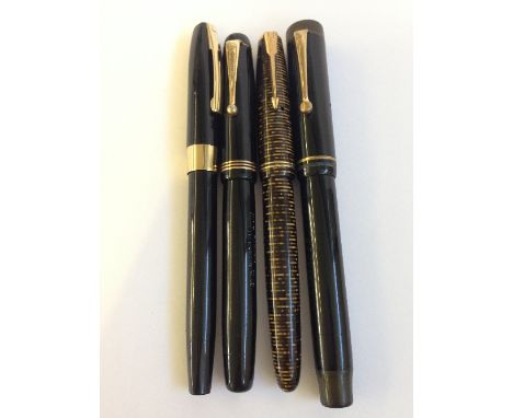 A collection of various vintage fountain pens to include gold parker.