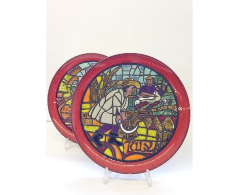 A Poole Pottery Medieval Calendar plate, designed by Tony Morris in a Limited Edition: JULY, 755/1000, painted by S. M. Potti