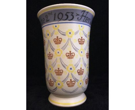 A Poole Pottery 1953 Queen Elizabeth II Coronation vase, designed by Alfred Read and painted by Gwen Haskins in a Limited Edi