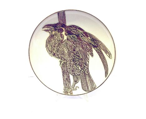 A Poole Pottery Studio charger by Tony Morris in a Sgraffito design, decorated with a Raven.