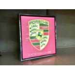 Illuminated Square Garage Sign - Porsche - NO RESERVE