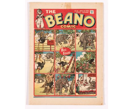 Beano 112 (1940). Propaganda war issue. Deep Down Daddy Neptune gets Addie and Hermy for target practice. Bright cover with t