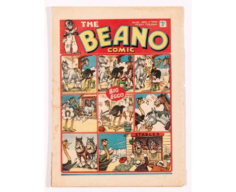 Beano 120 (1940). Propaganda war issue. Big Eggo 'Hitlers' front cover. Bright covers with 1 inch spine tear (all pages) and 