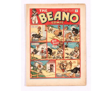 Beano 105 (1940). Propaganda war issue with 'Down with Lord Haw Haw!' Bright cover, light tan pages [vg]