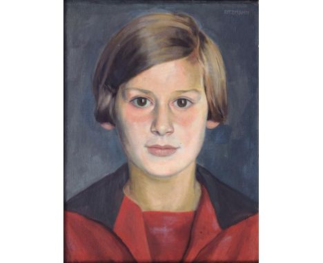 JAKOB RITZMANN - PORTRAIT OF A YOUNG WOMAN, HEAD AND SHOULDERS, SIGNED, WITH INSCRIPTION ON THE STRETCHER PAINTED ZURICH BY R