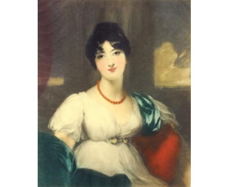 FRANK STERNBERG AFTER SIR THOMAS LAWRENCE - PORTRAIT OF A LADY, MEZZOTINT, PRINTED IN COLOUR, 58CM X 37CM AND TWO OTHER SIMIL