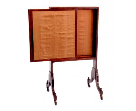 A GEORGE III MAHOGANY CHEVAL FIRESCREEN, 58CM W