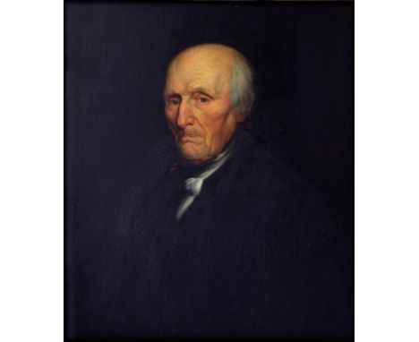 BRITISH SCHOOL MID 19TH CENTURY - PORTRAIT OF AN AGED MAN, BUST LENGTH, OIL ON CANVAS, 65CM X 55CM