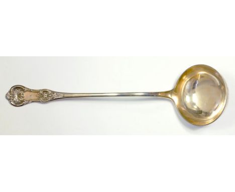 A SCOTTISH VICTORIAN SILVER SOUP LADLE, QUEEN'S PATTERN GLASGOW 1862, 8OZS