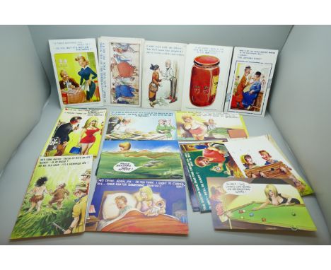 Postcards; a collection of Bamforth comic postcards, vintage to modern, (50)