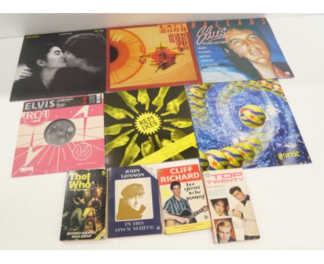 A collection of LP records including Elvis, Kate Bush, Elton John, Queen, John Lennon and Yoko, and many other examples. Toge