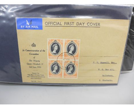 Stamps; an album of pre-1970 Queen Elizabeth II first day covers, Great Britain and Commonwealth, (60)