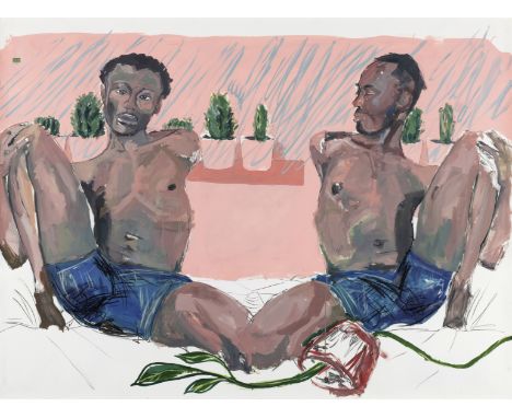 Kudzanai-Violet Hwami (Zimbabwean, born 1993)Adam and Steve joined by the knee, a study signed, dated and inscribed in pencil