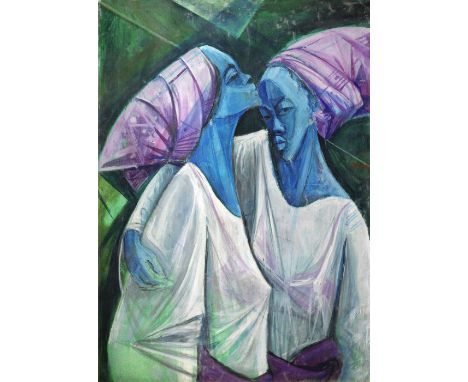 Yusuf Adebayo Cameron Grillo (Nigerian, born 1934)Ayi and Tayi inscribed 'AYI and TAYI/ Y. A. GRILLO/ 1981' (verso)oil on can