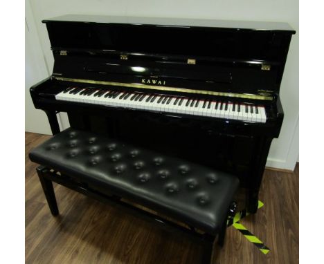 Kawai (c2015) A Model K-2 ATX upright piano in a bright ebonised case, fitted with a silent system; together with a matching 