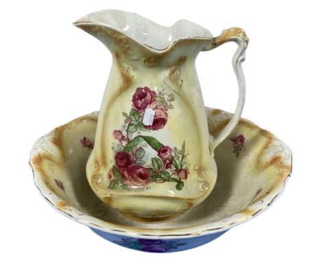 An Edwardian wash jug and basin.