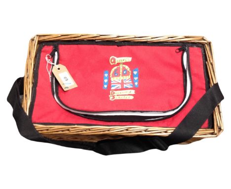 The Queen's 60th Diamond Jubilee : A souvenir wicker hamper/cool bag, together with the concert information on Buckingham Pal