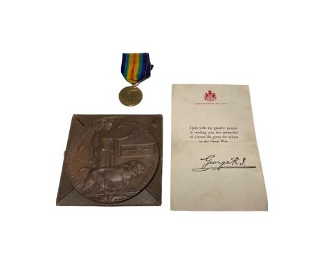 A First World War freedom plaque awarded to William Dallas Moffatt together with a First World War medal on ribbon awarded to